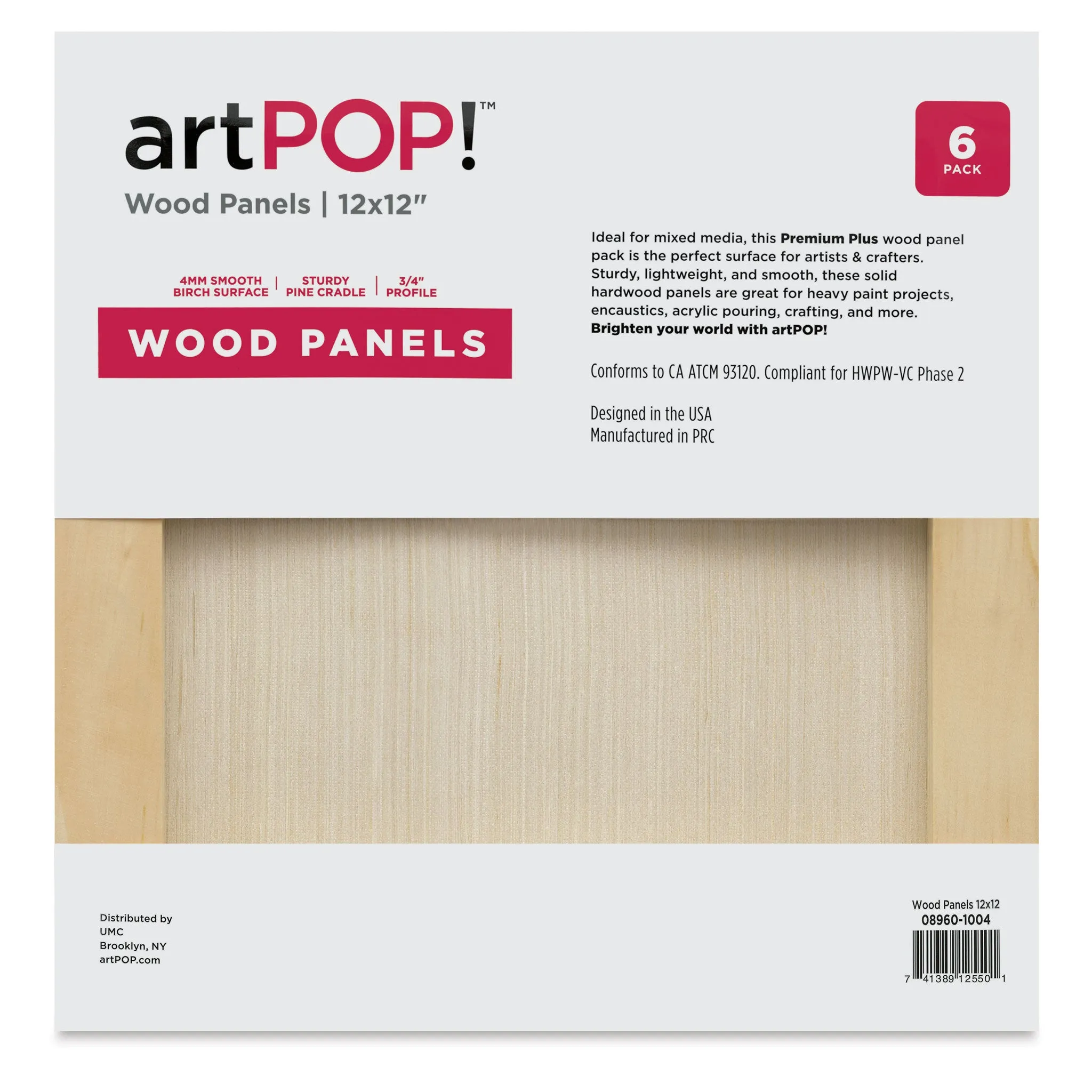 Wood Panel Pack - 12" x 12", Pkg of 6