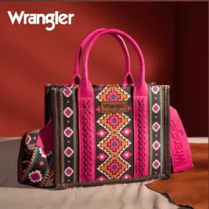 Wrangler Southwestern Print Small Canvas Tote/Crossbody -Hot Pink